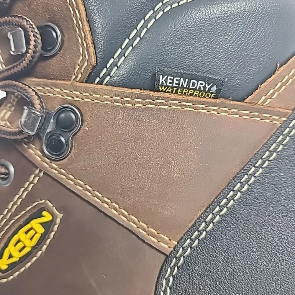 NEW Keen Utility Men Evanston 6in WP CT Bison/Black Leather Work Boots Sz 10.5D